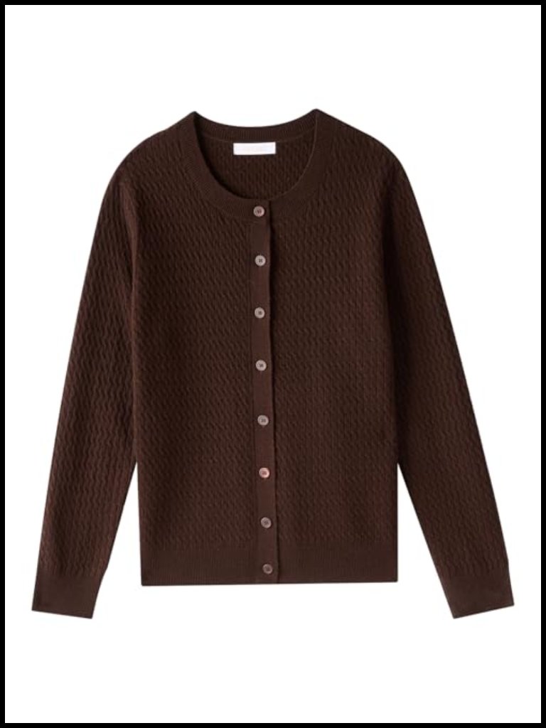 100% Merino Wool Cable Knit Cardigan - Gots Certified, 17.5 Micron, 12gg,